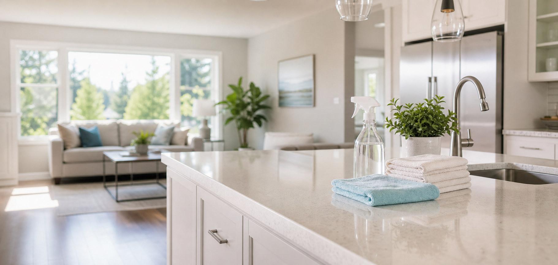 Spotless bright home interior after cleaning